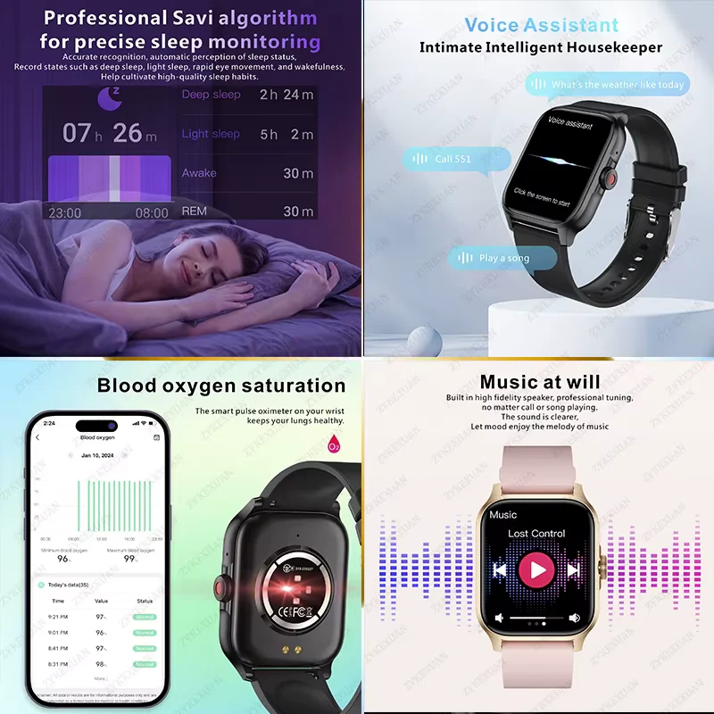 1.85” Bluetooth Calling, Blood Oxygen & Heart Rate Monitor, 100+ Sports Modes, IP68 Waterproof Fitness Tracker - Image 4