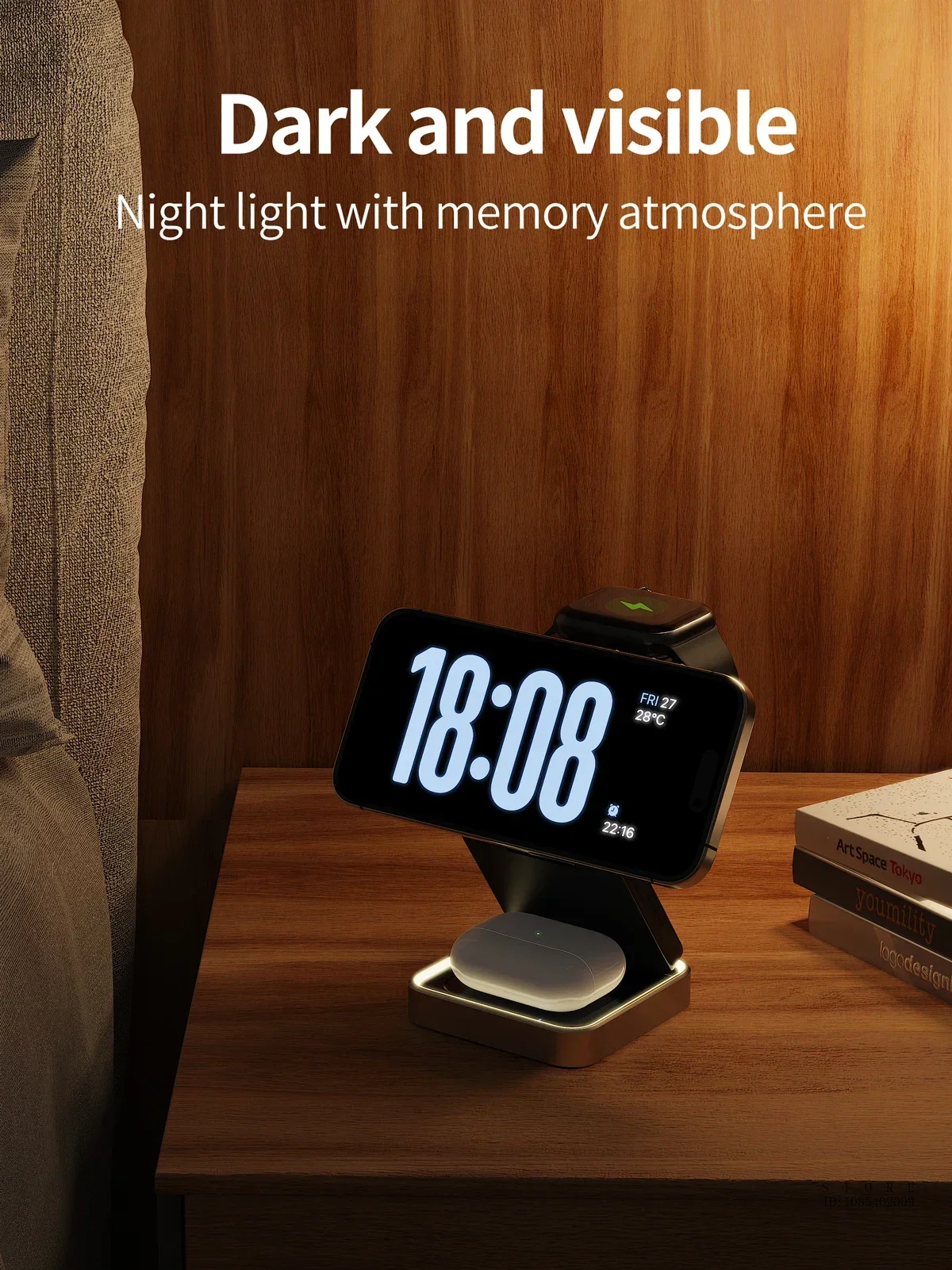 Magnetic 3-in-1 Folding Wireless Charger β Fast Charging Dock for iPhone 12β15, Apple Watch & TWS Earbuds - Image 14