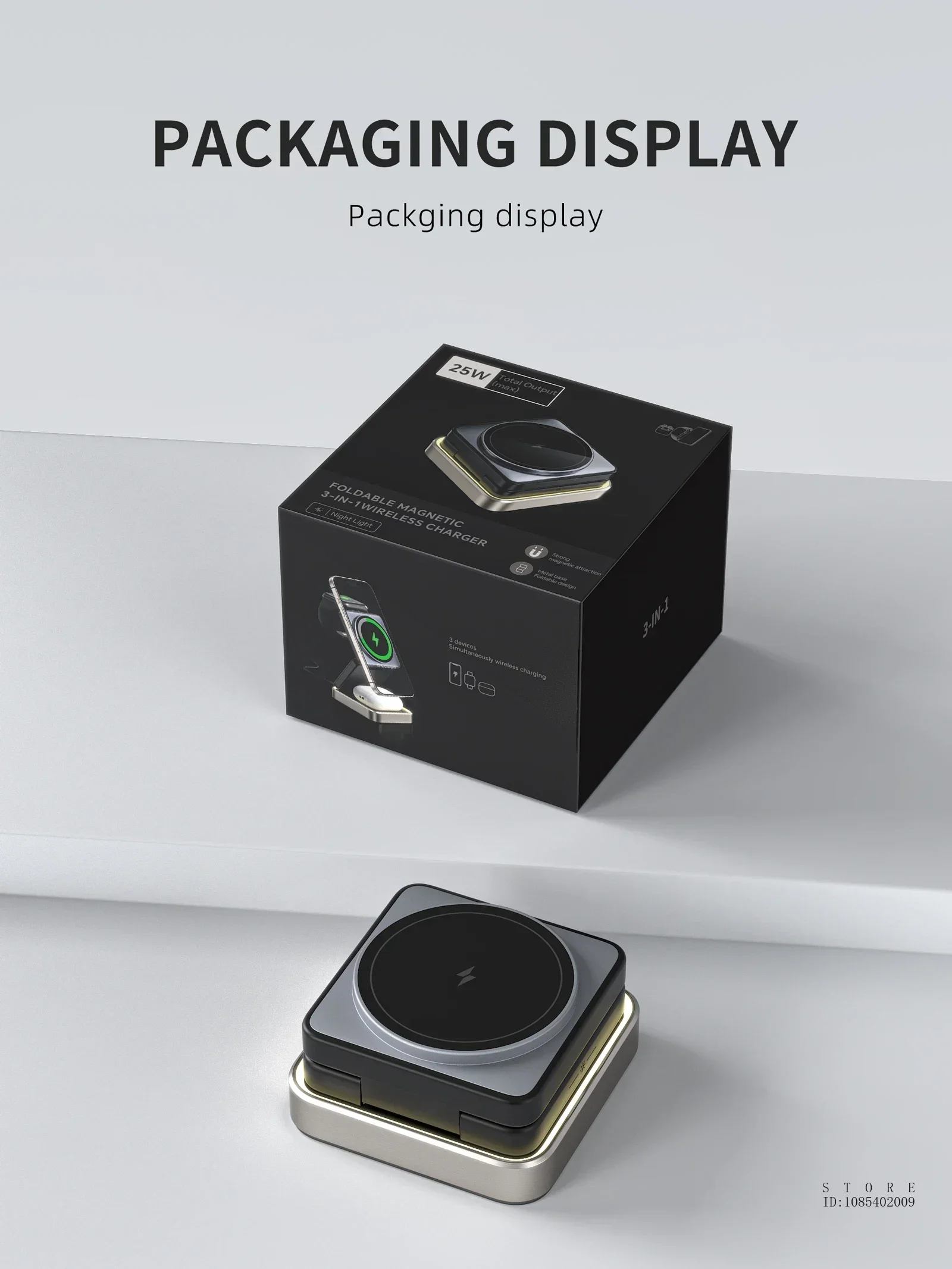 Magnetic 3-in-1 Folding Wireless Charger β Fast Charging Dock for iPhone 12β15, Apple Watch & TWS Earbuds - Image 16