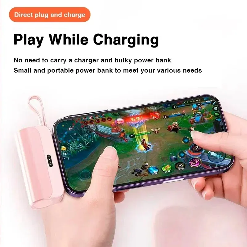 5000mAh Mini 2-in-1 Fast Power Bank – Compact External Battery for iPhone and Type-C Devices - Image 3