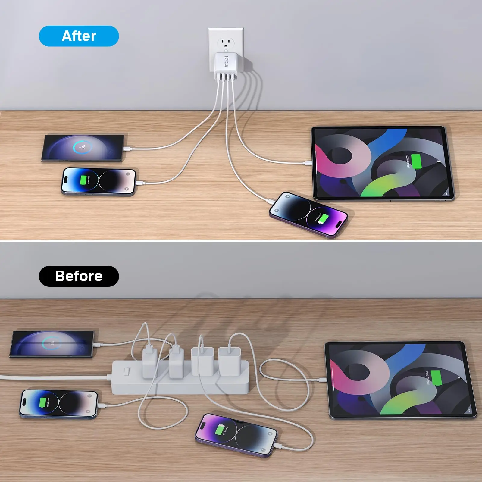 Minisopuru 55W 4-Port USB-C Fast Charger – PD & QC Power Adapter for iPhone, Samsung, Tablets, Laptops. - Image 6