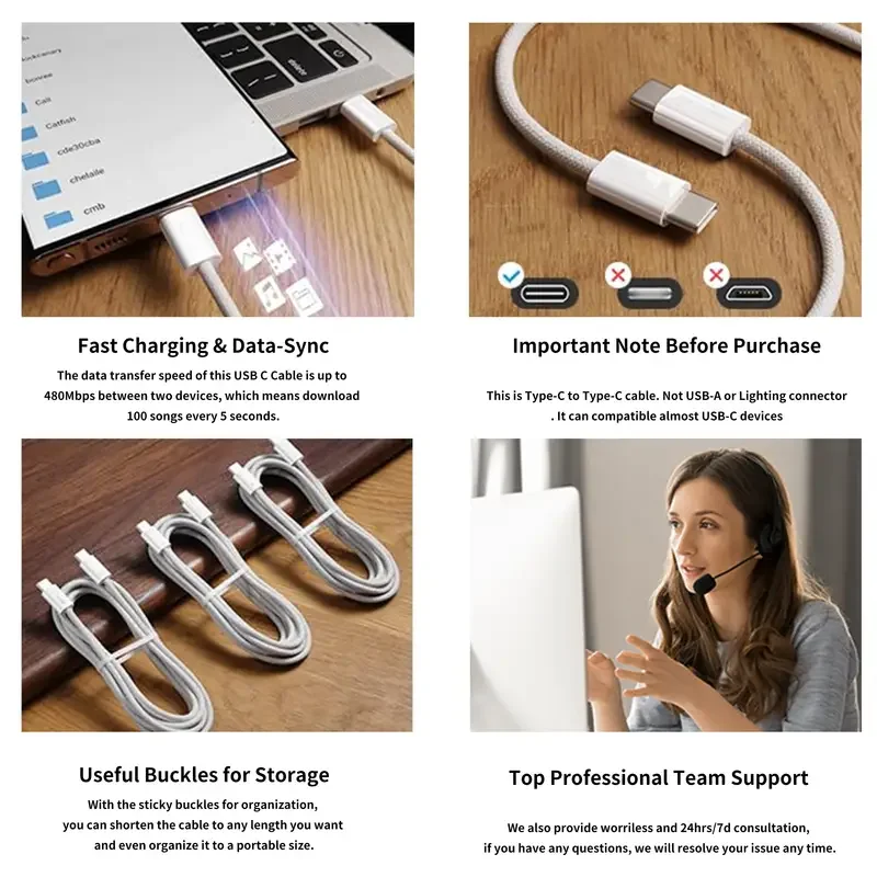 60W USB-C to USB-C Fast Charging Cable – High-Speed PD Cable for iPhone 15 Pro Max, Samsung, Xiaomi, Huawei, OnePlus, Huawei - Image 13