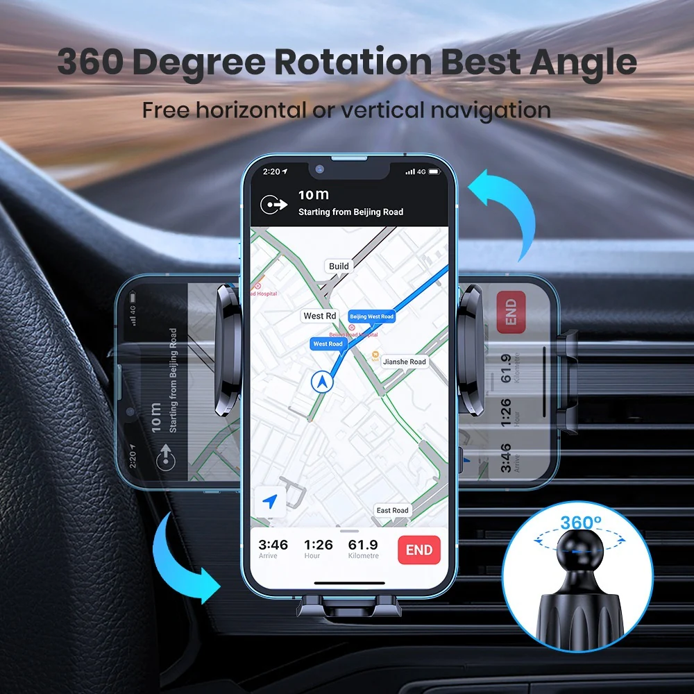 Car Navigator Phone Holder – Rotating Vent Mount with Secure Hook Grip - Image 7