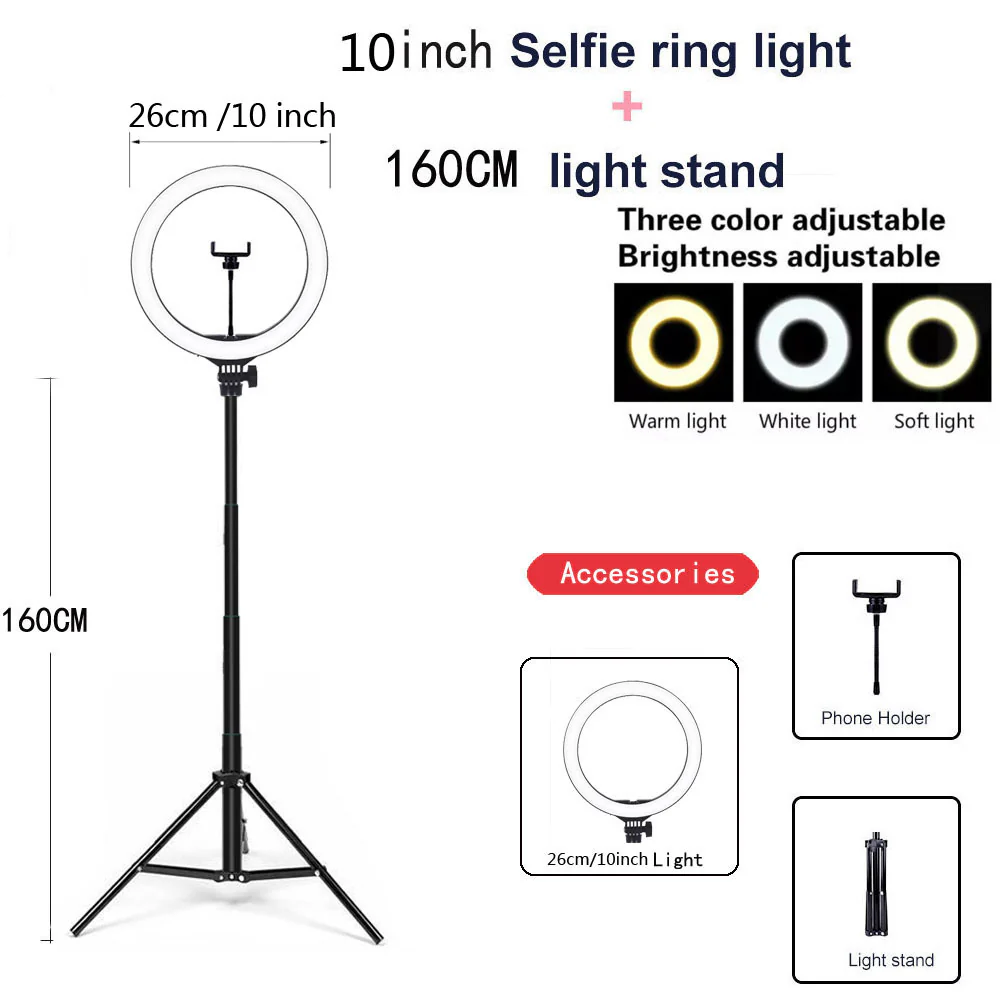 Compatible with Apple, Video Light, Dimmable Light, Selfie Led Ring Light, Usb Ring Light, With Tripod Frame Light - Image 5