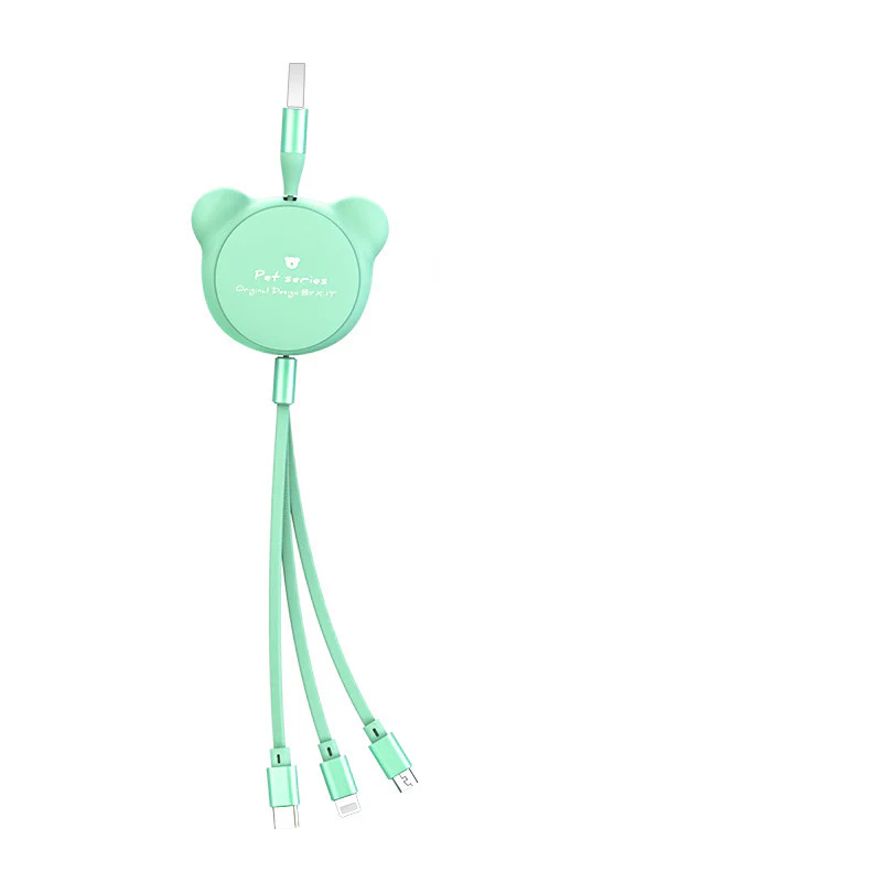 3-in-1 Telescopic Bear Charging Cable – Cute Retractable USB Cable with Mini USB, Micro USB & 30-Pin Connectors (1.2m) - Image 6