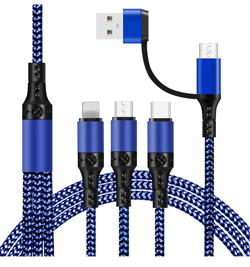 5-in-1 Fast Charging Braided Data Cable – Multi-Device USB Type-C Charger (3A Max, 1.2M) - Image 5