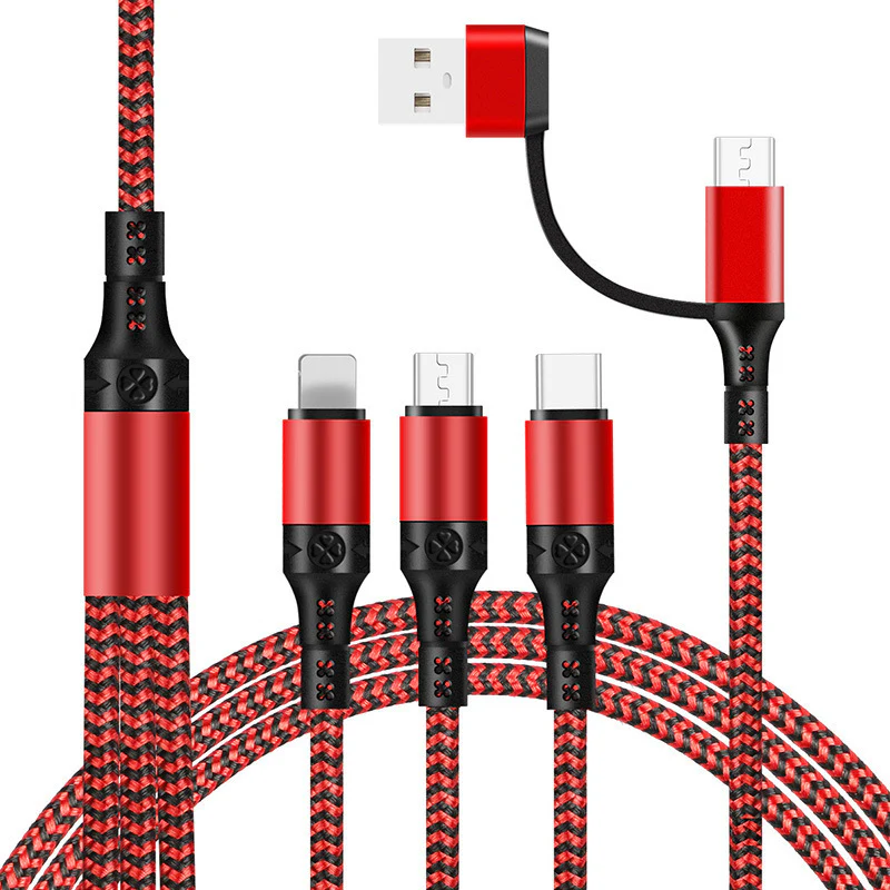 5-in-1 Fast Charging Braided Data Cable – Multi-Device USB Type-C Charger (3A Max, 1.2M) - Image 6