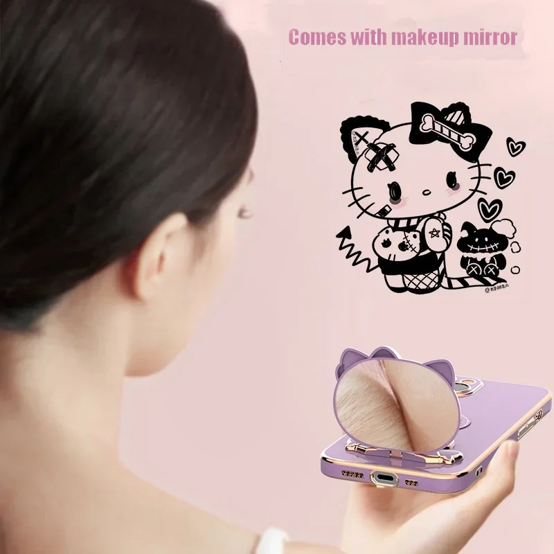 Plated Hello Kitty Phone Case with Kickstand for iPhone – Stylish and Functional - Image 6