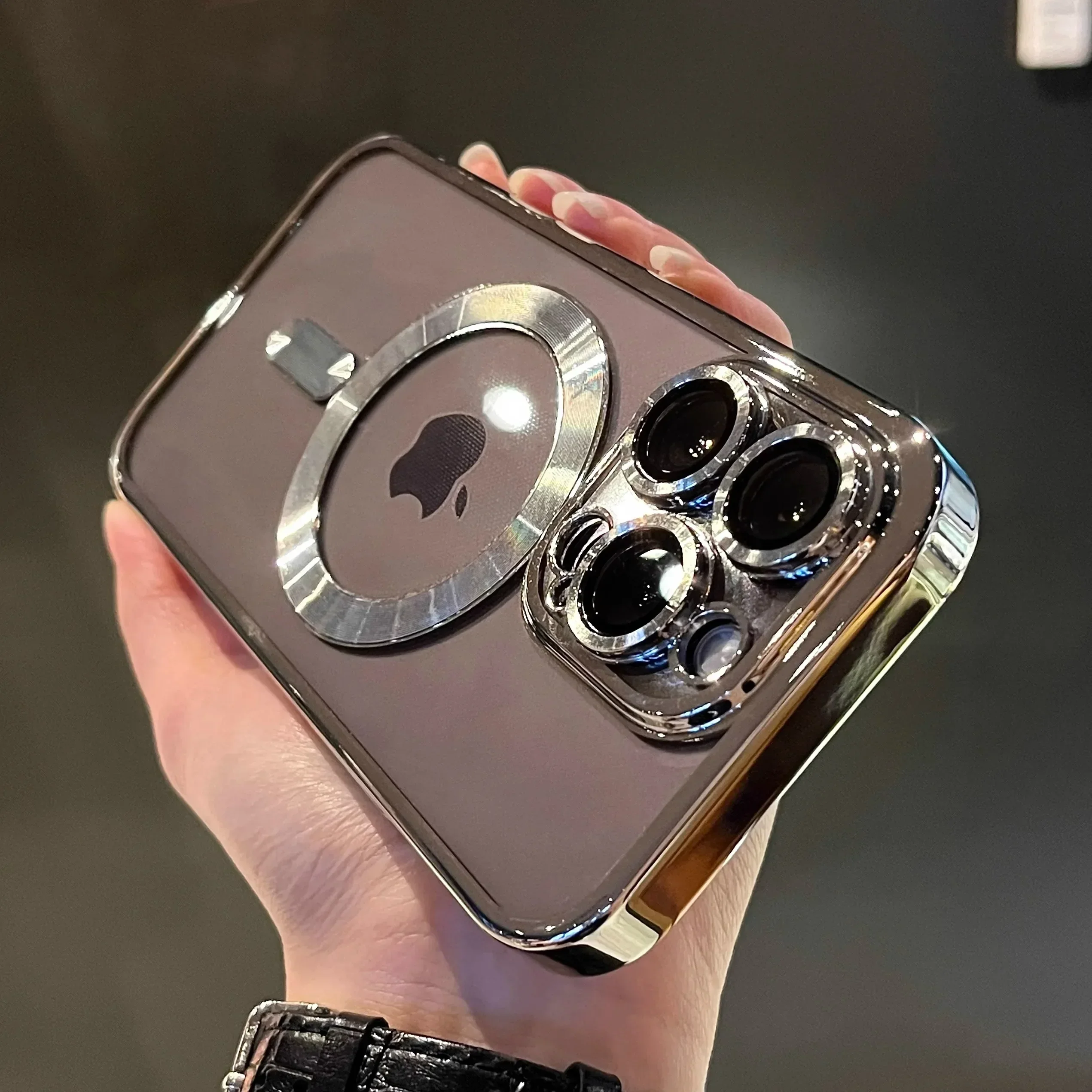 Luxury Magnetic Metal-Plated Clear MagSafe Case for iPhone – Elegance Meets Functionality - Image 18