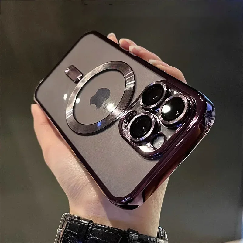 Luxury Magnetic Metal-Plated Clear MagSafe Case for iPhone – Elegance Meets Functionality - Image 19