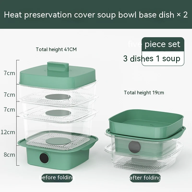 Multi-layer Dish Cover Heat Preservation Kitchen Cover Dining Table Leftover Storage Box Transparent Stack Cooking Hood Steamer - Image 15