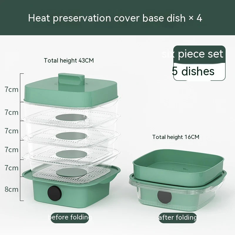 Multi-layer Dish Cover Heat Preservation Kitchen Cover Dining Table Leftover Storage Box Transparent Stack Cooking Hood Steamer - Image 17