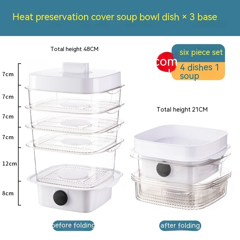 Multi-layer Dish Cover Heat Preservation Kitchen Cover Dining Table Leftover Storage Box Transparent Stack Cooking Hood Steamer - Image 20