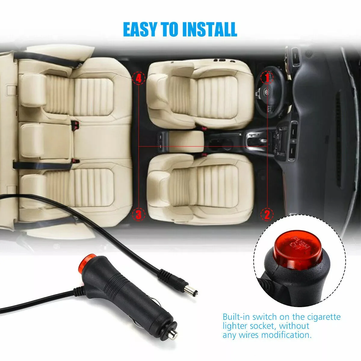 RGB LED Car Interior Strip Lights – USB Ambient Footwell Lamp with Remote & Music Sync - Image 3