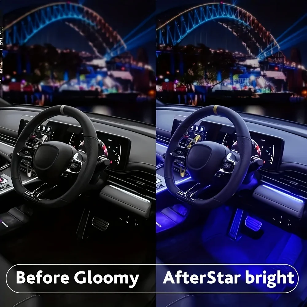 RGB LED Car Interior Strip Lights – USB Ambient Footwell Lamp with Remote & Music Sync - Image 6