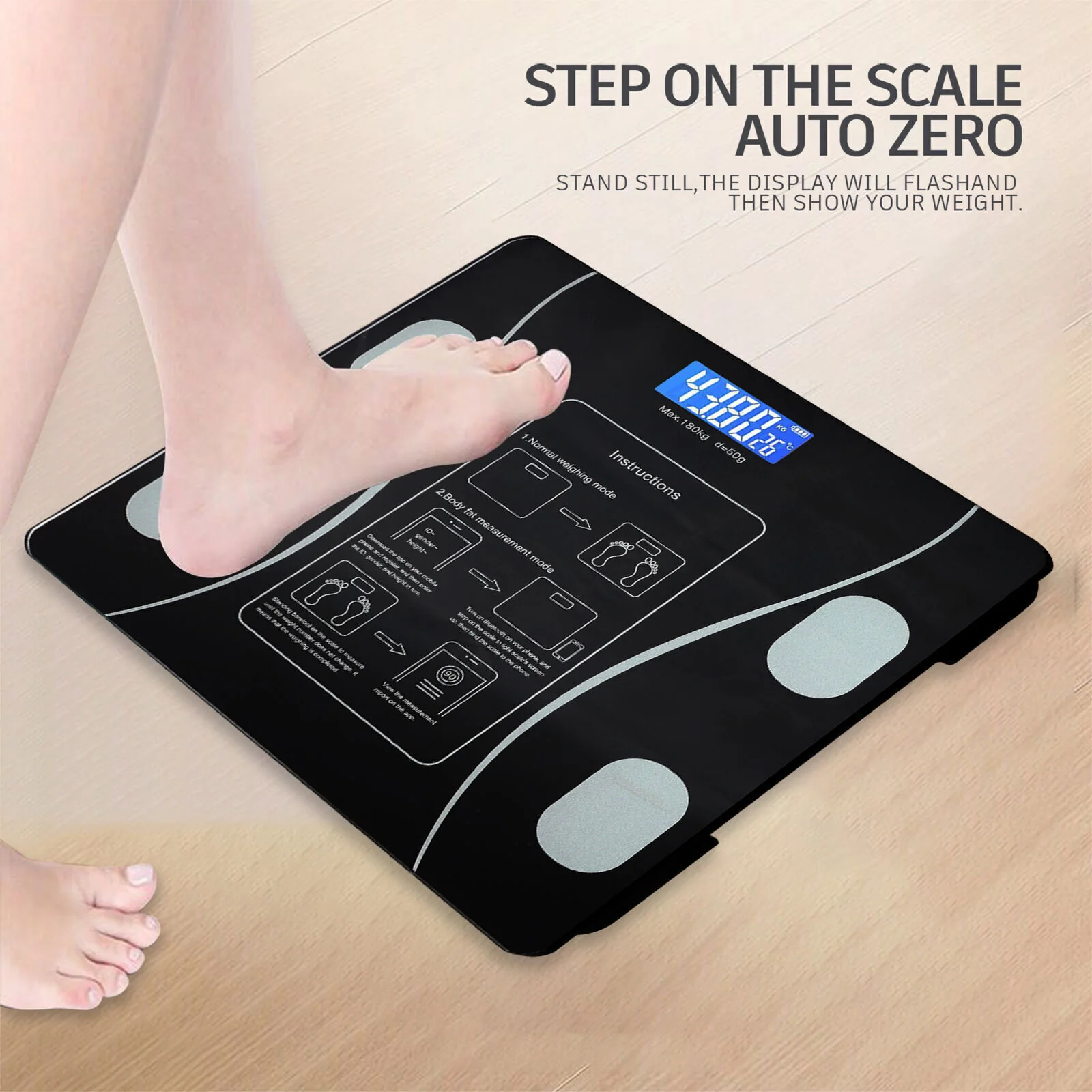 Smart Digital Body Weight Scale with Bluetooth & Backlit Display – High Precision Bathroom Scale - Image 9