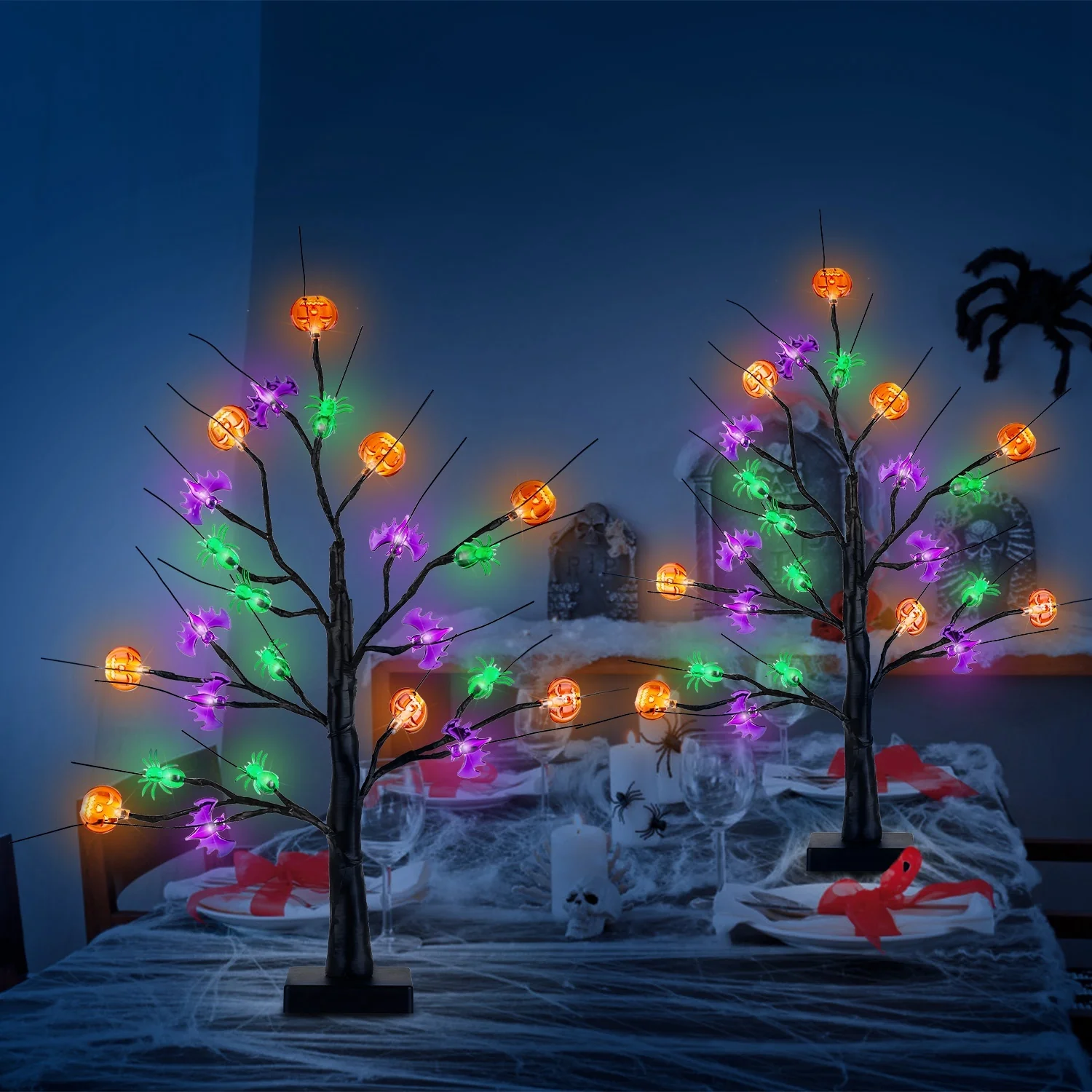 2-Pack 1.97ft Lighted Halloween Tree Decor - Image 8