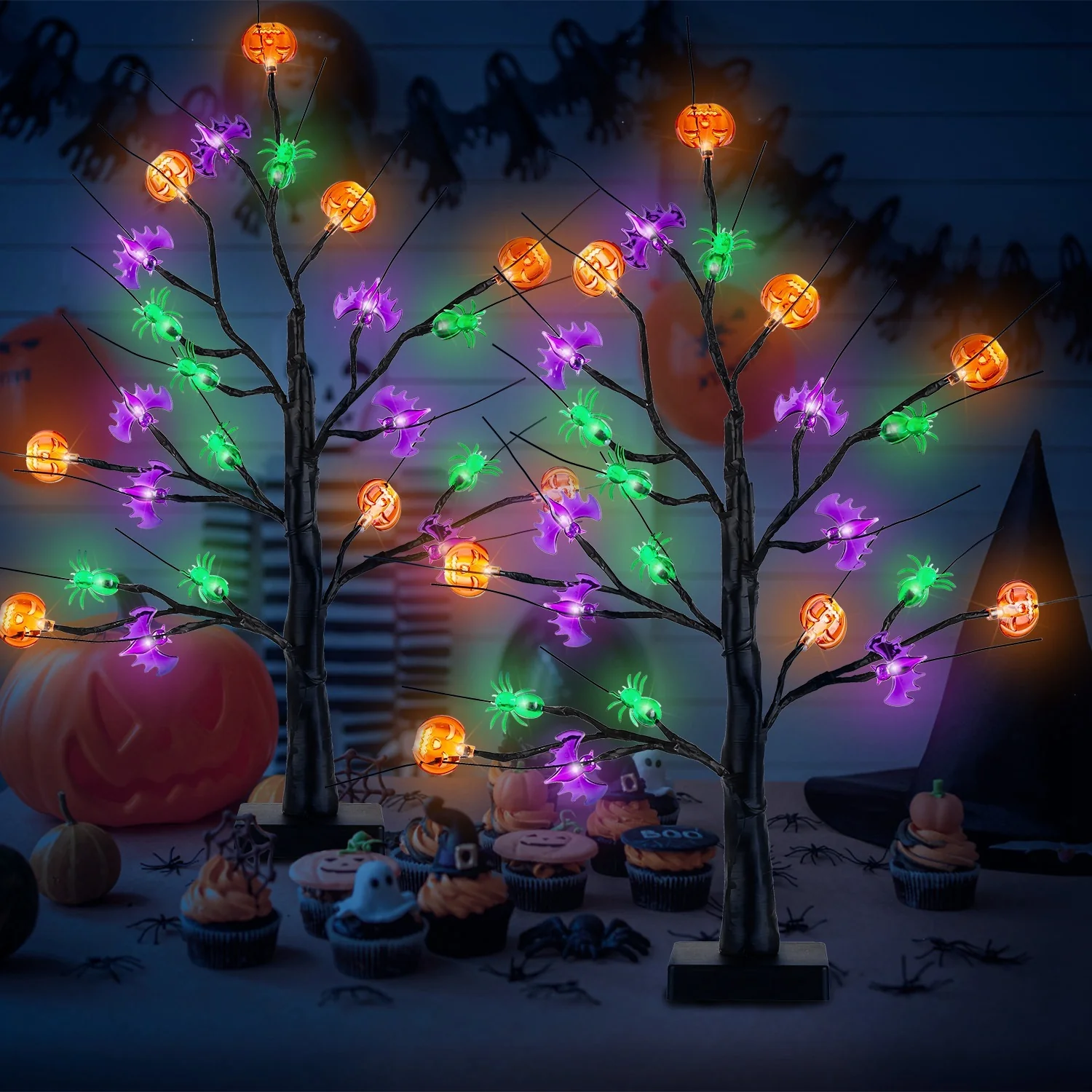 2-Pack 1.97ft Lighted Halloween Tree Decor - Image 9
