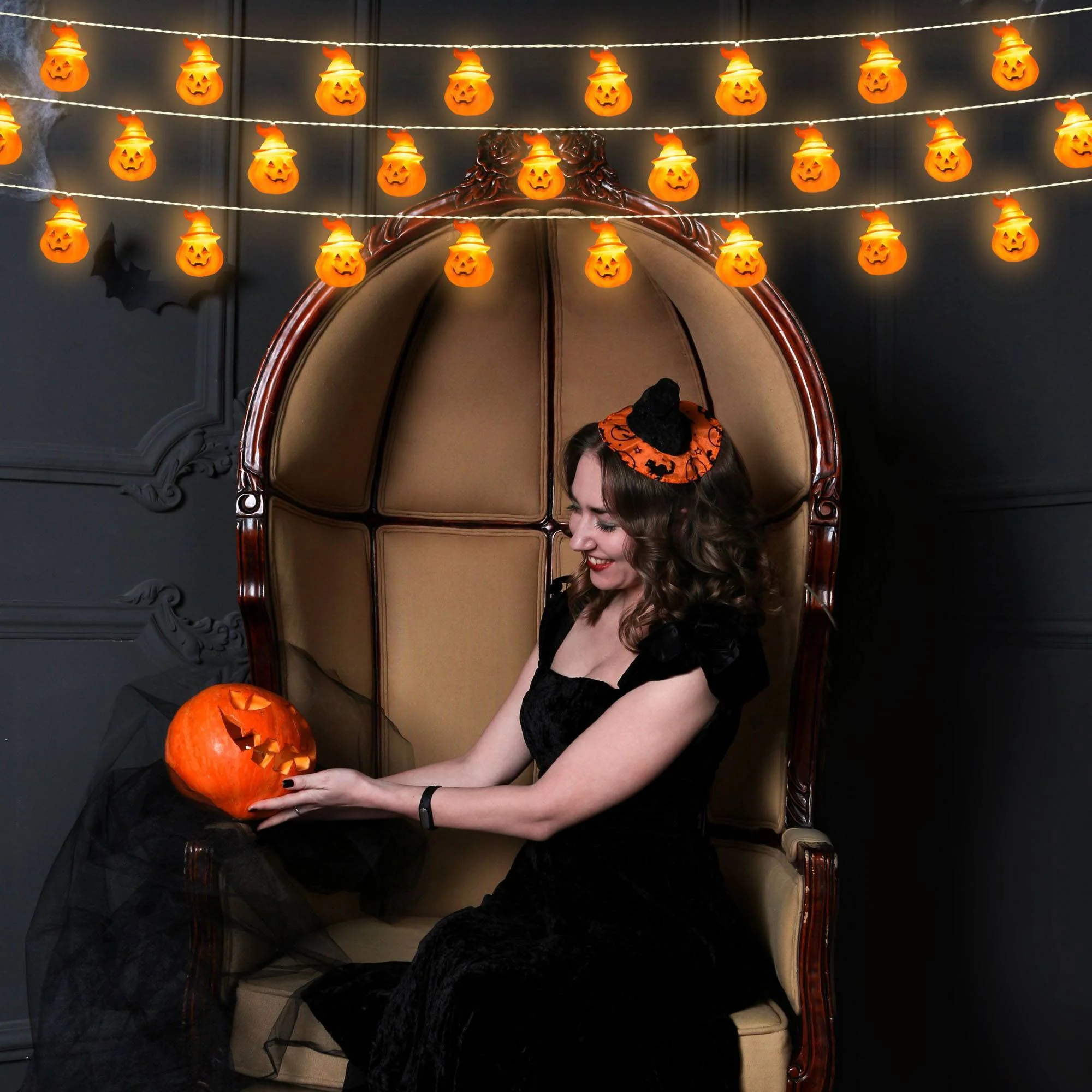 10ft Pumpkin Halloween LED String Lights