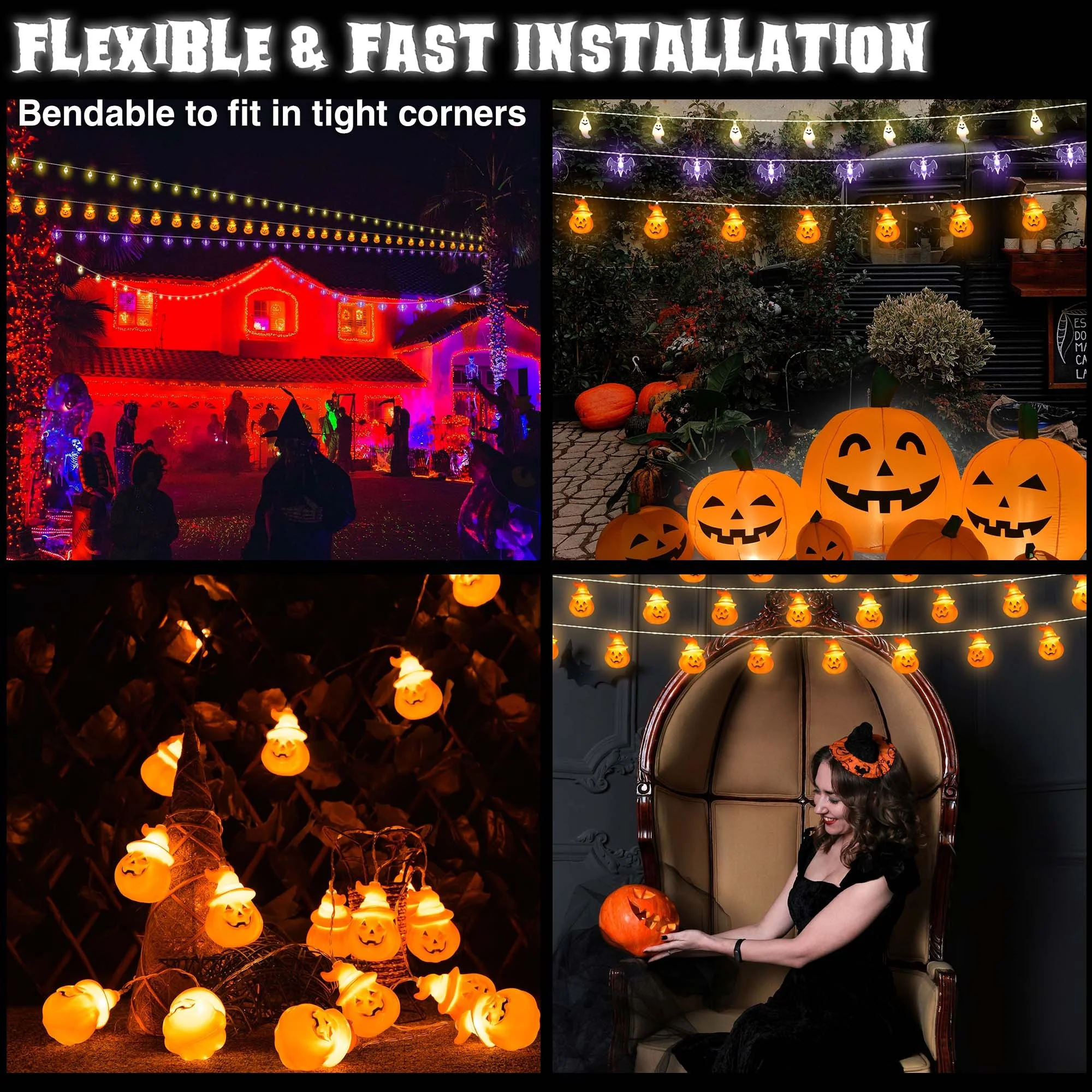 10ft Pumpkin Halloween LED String Lights - Image 7