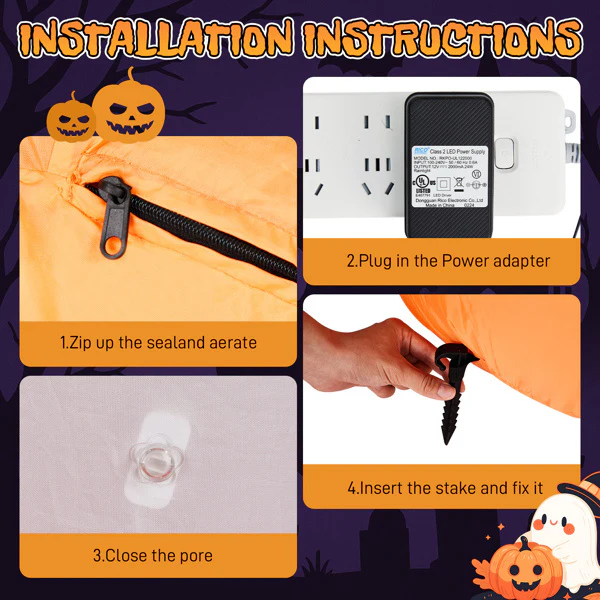 2.8ft Animated Pumpkin Ghost Inflatable - Image 3