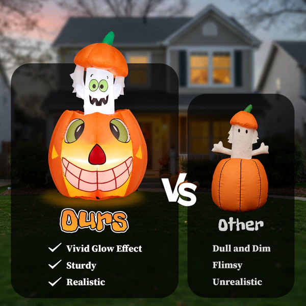 2.8ft Animated Pumpkin Ghost Inflatable - Image 7
