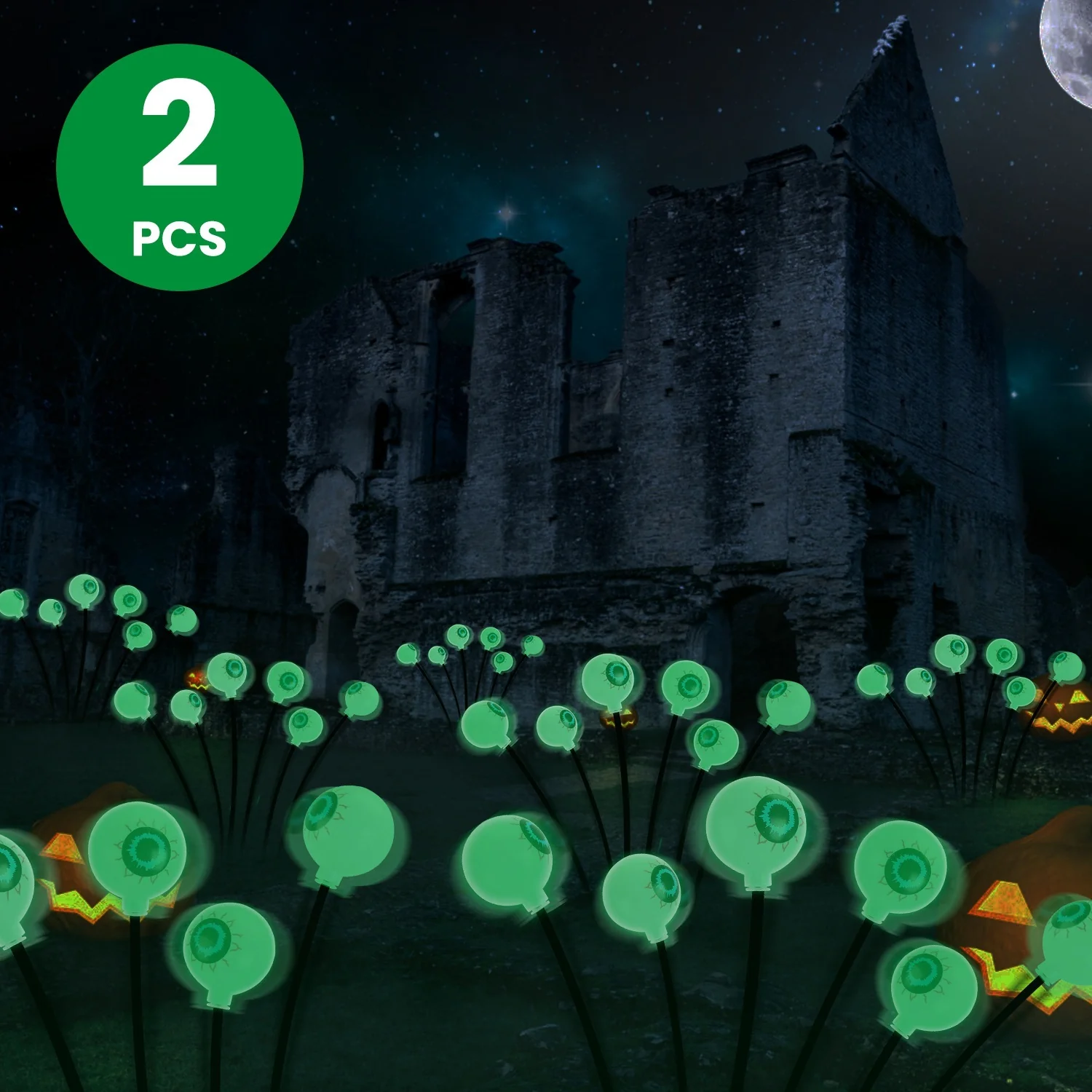 2-Pack Solar Scary Eyeball Halloween Lights - Image 2