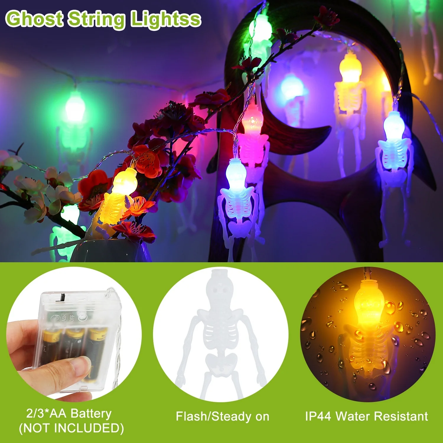 3-Pack Colorful Halloween String Lights 24ft - Image 9