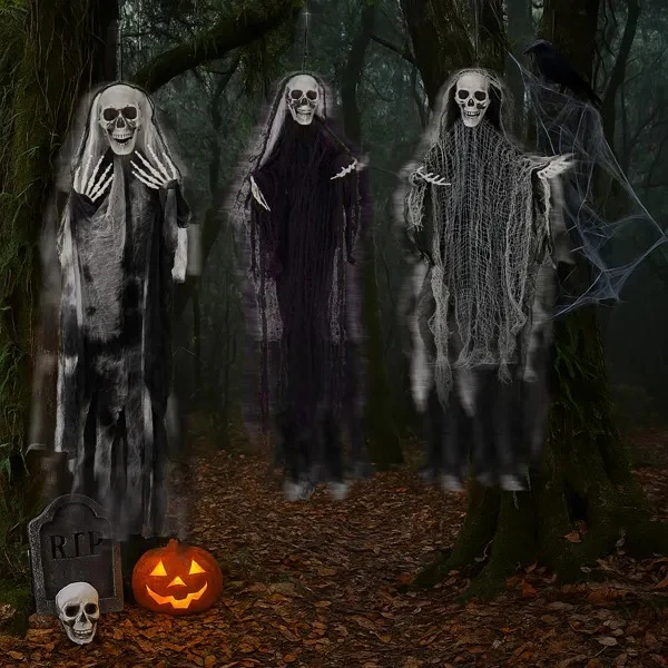3-Pack Hanging Skeleton Ghosts Halloween Decor