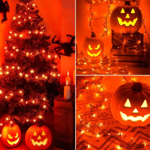 300 LED Halloween Mini String Lights, 99ft Orange Fairy Lights - Image 5