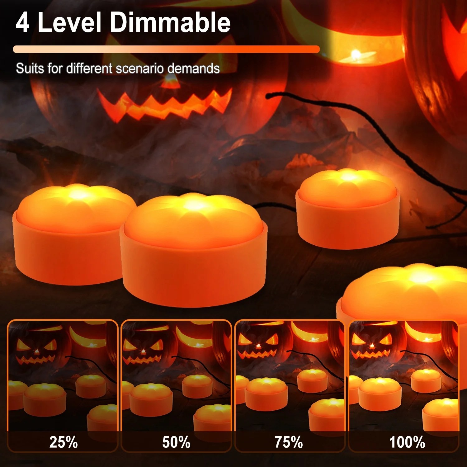 4-Pack LED Pumpkin Lights Halloween Decor - Image 2