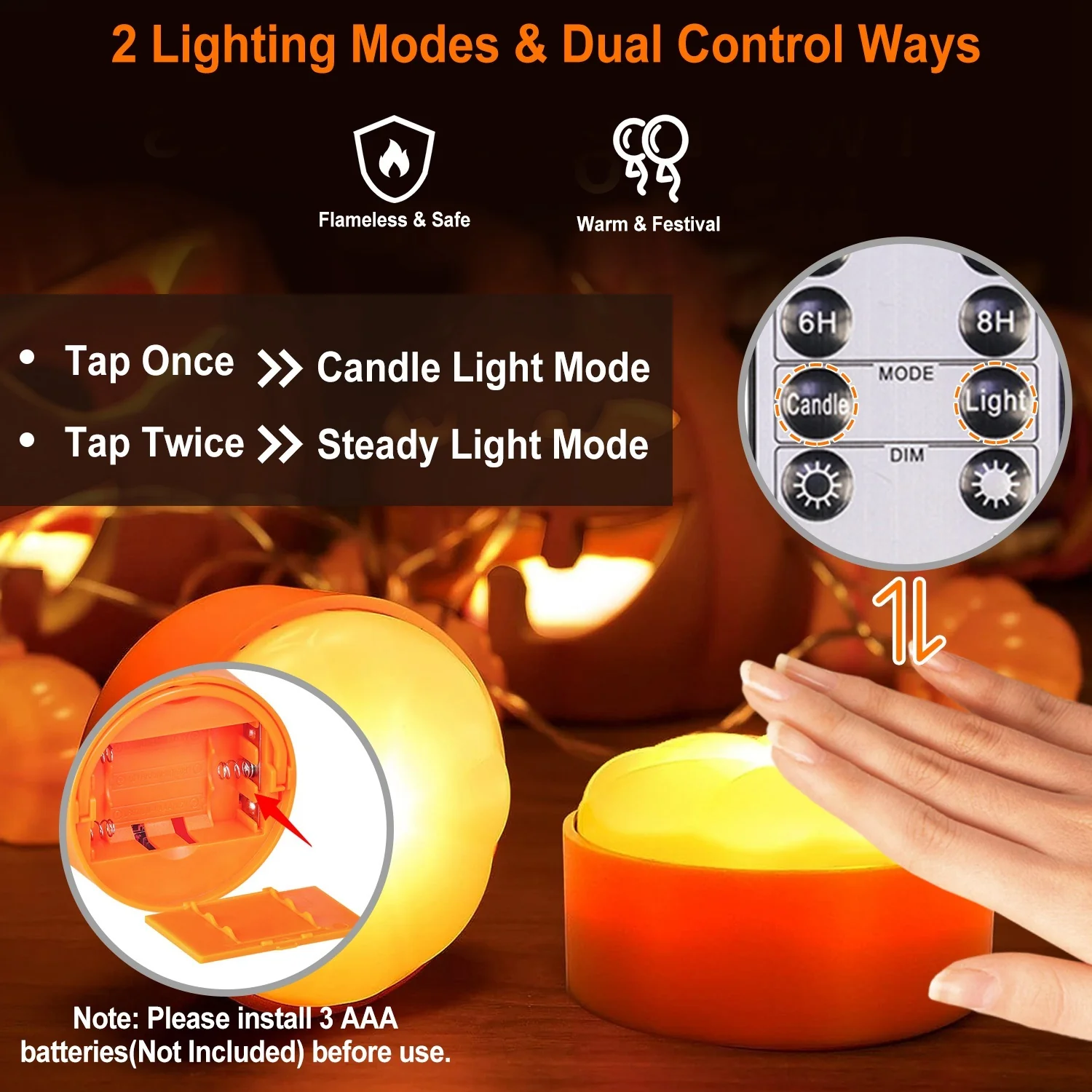 4-Pack LED Pumpkin Lights Halloween Decor - Image 4