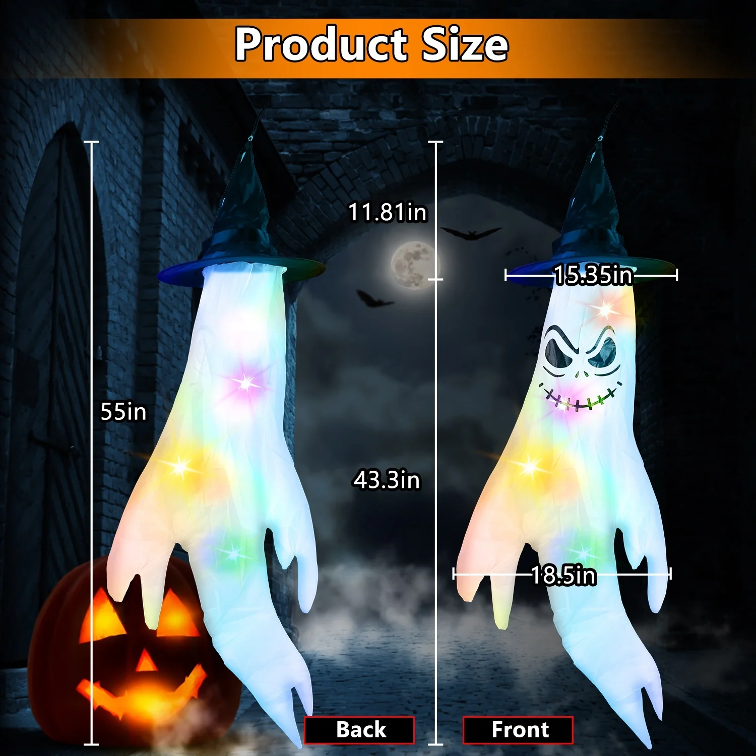4-Piece Ghost Windsocks Halloween Decor - Image 3