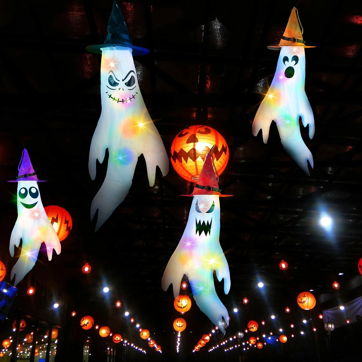 4-Piece Ghost Windsocks Halloween Decor - Image 5