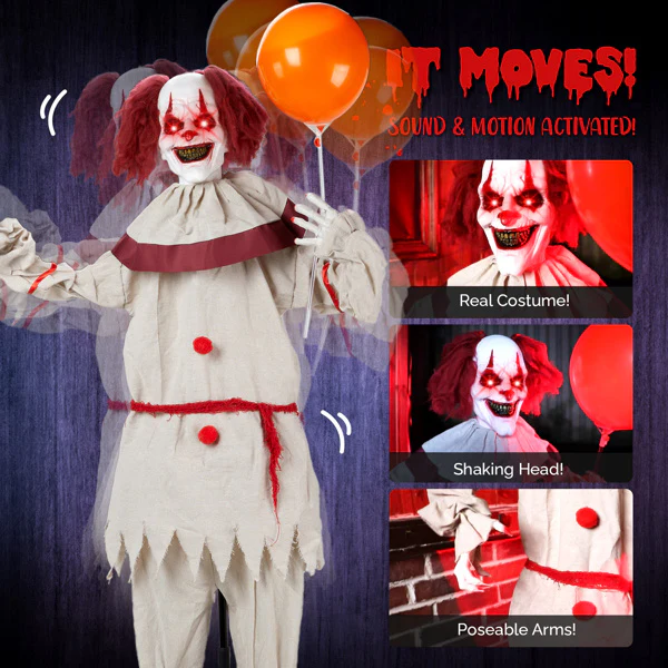 5.7ft Red Eye Vibration Clown Halloween Decor - Image 3