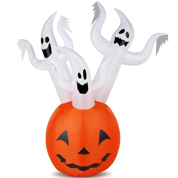 5.9ft Pumpkin Ghost Halloween Inflatable - Image 2