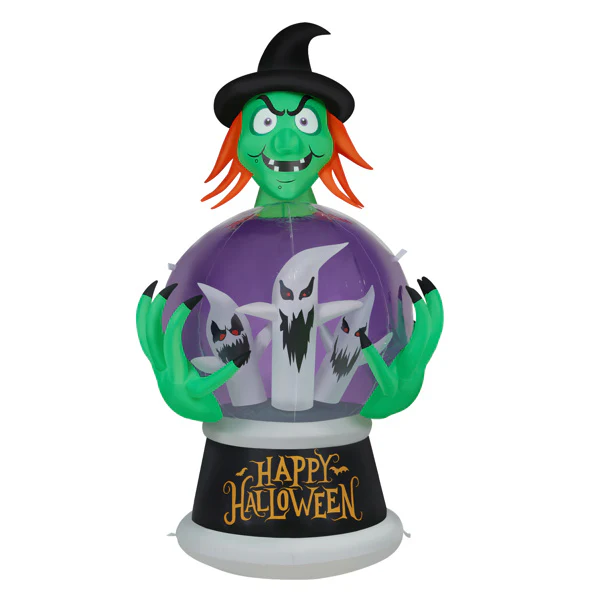 5.9ft Witch Crystal Ball Halloween Inflatable - Image 7