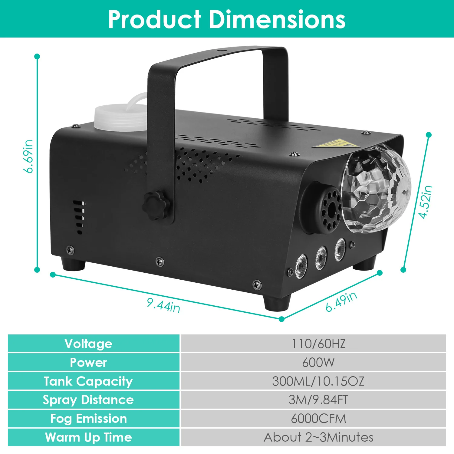 600W Fog Machine with Disco RGB Lights - Image 5