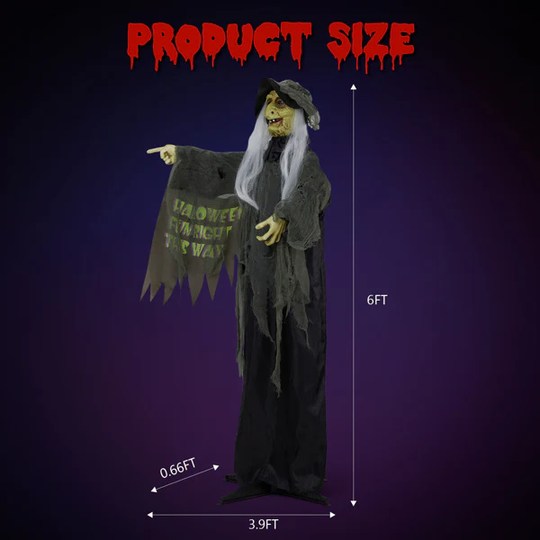 6ft Red Eye Vibration Witch Halloween Decor - Image 6