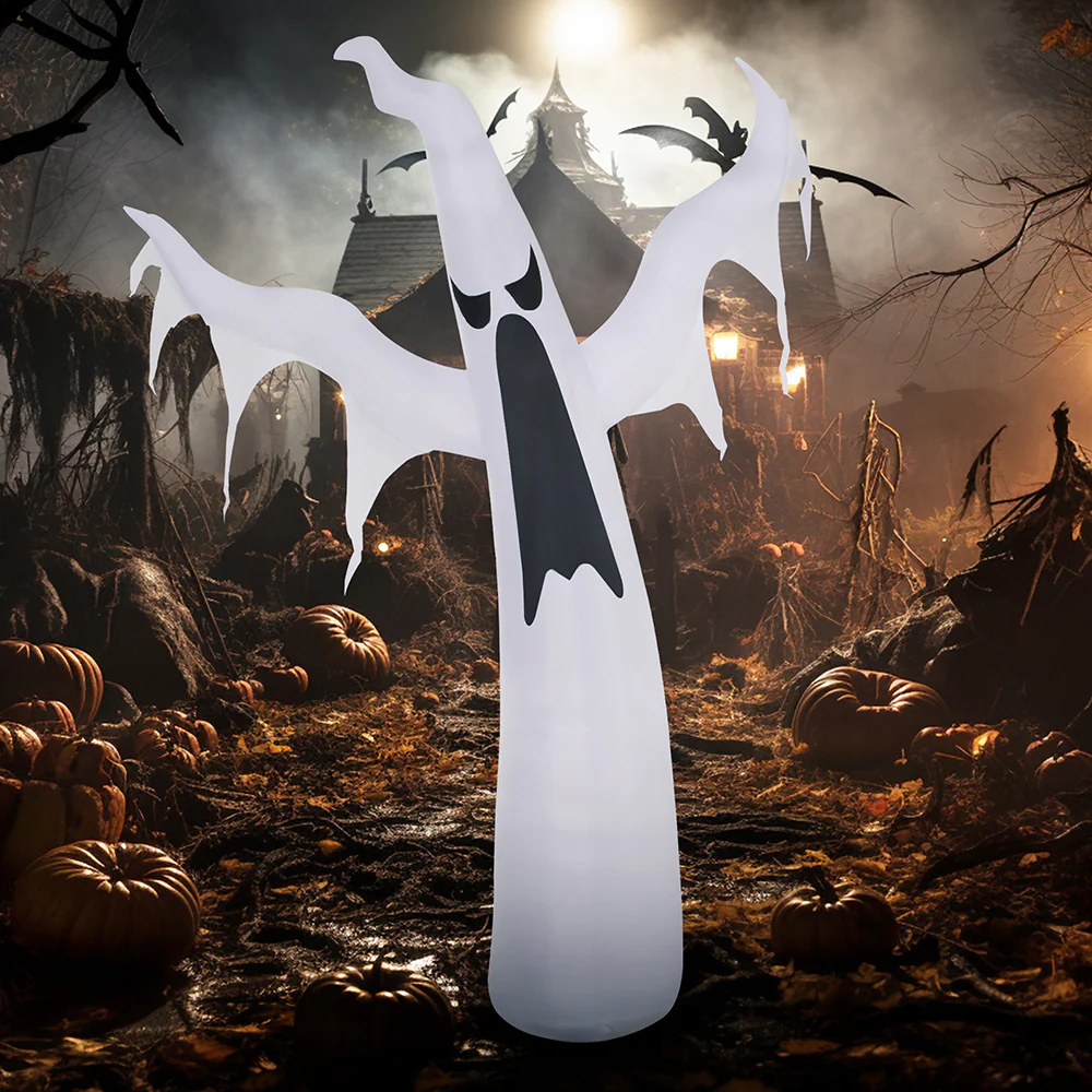 6ft White Ghost Halloween Inflatable Decor - Image 2