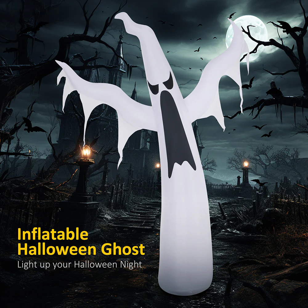 6ft White Ghost Halloween Inflatable Decor - Image 4