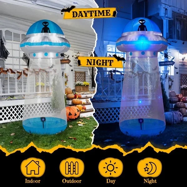 8.8ft UFO Halloween Inflatable with LED Lights - Image 4