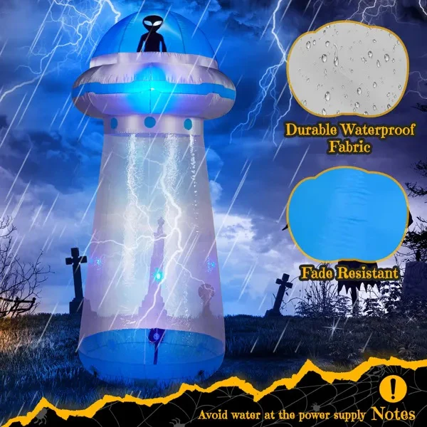 8.8ft UFO Halloween Inflatable with LED Lights - Image 5