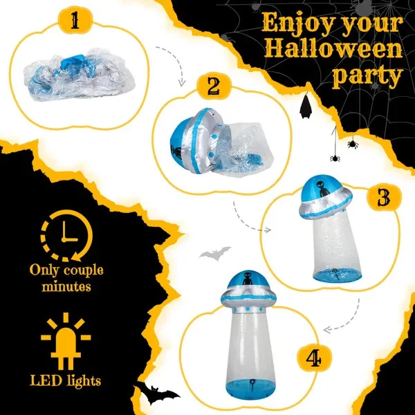 8.8ft UFO Halloween Inflatable with LED Lights - Image 6