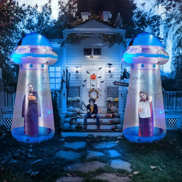 8.8ft UFO Halloween Inflatable with LED Lights - Image 7