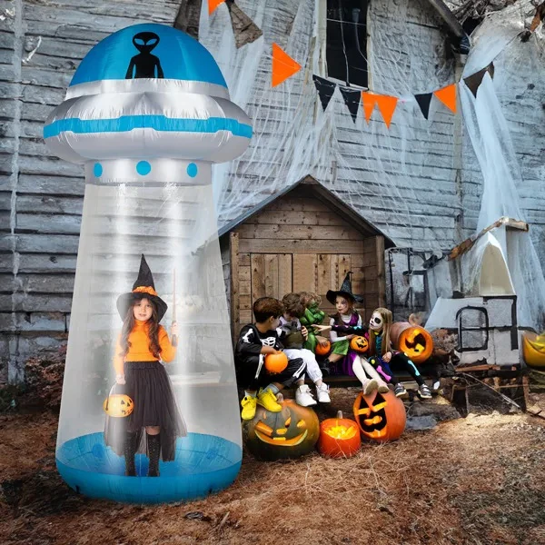 8.8ft UFO Halloween Inflatable with LED Lights - Image 8