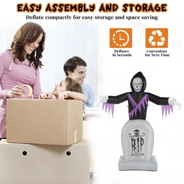 8ft Grim Reaper Grave Halloween Inflatable - Image 4
