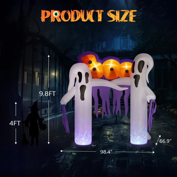 9.8ft White Ghost Arch Halloween Inflatable - Image 4